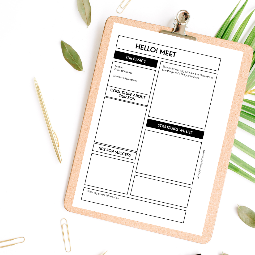 Exceptional Child Information Sheet For Teachers Coaches Mentors And Sitters Information Sheet For Exceptional Kids Promo Image